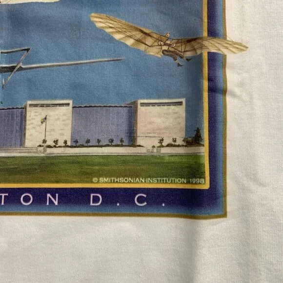 Vintage Jerzees Shirt Mens Large Air & Space Museum Tee White Smithsonian 1998 - Picture 5 of 7